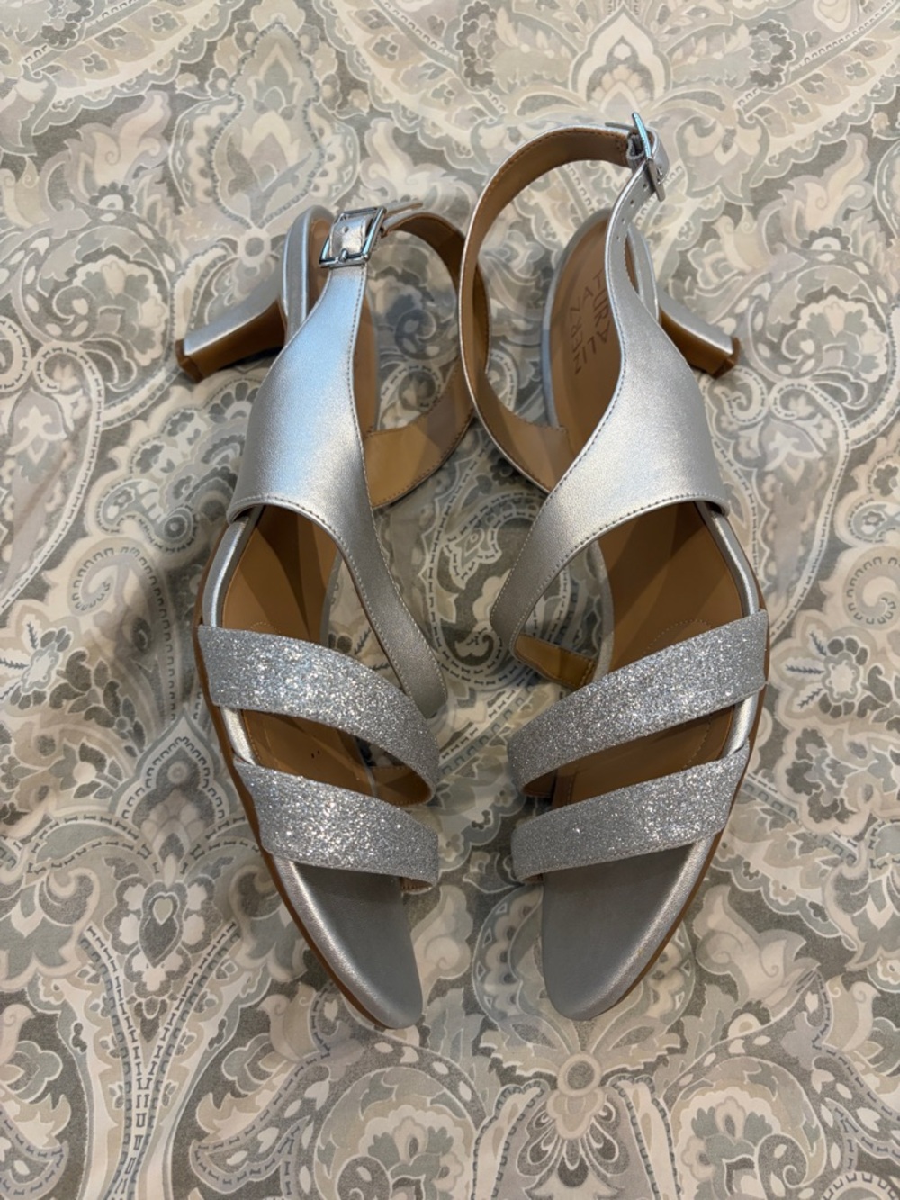 Naturalizer TaimiSilver Sparkle Strappy Heels 12W - Picture 7 of 9